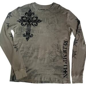 Raw State Redemption Thermal XXL Long Sleeve Black Y2k Grunge Graphic Affliction